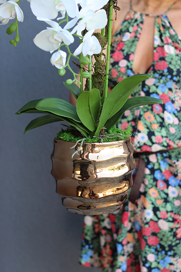 Goldano Tulluza, sztuczny storczyk w złotej donicy, wys.75cm