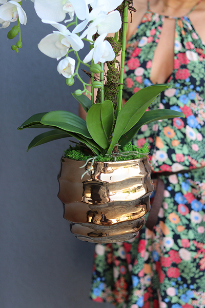 Goldano Tulluza, sztuczny storczyk w złotej donicy, wys.75cm