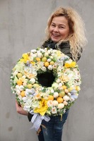 Yellow Easter wielkanocny wianek na drzwi, stroik na stół, śr.40cm.