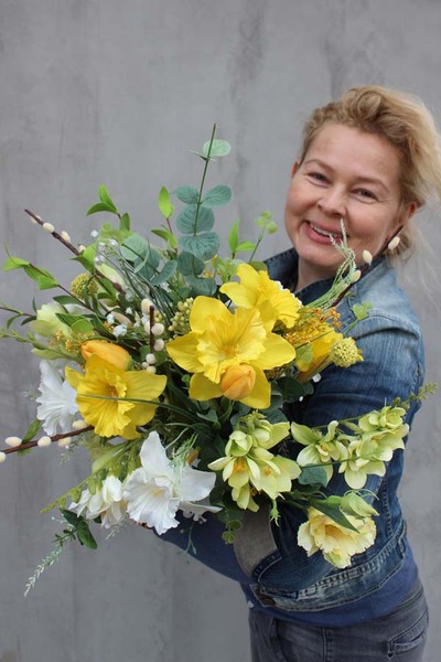 bukiet do wazonu sztuczne kwiaty, Wiosenna Inspiracja, dł.58cm 