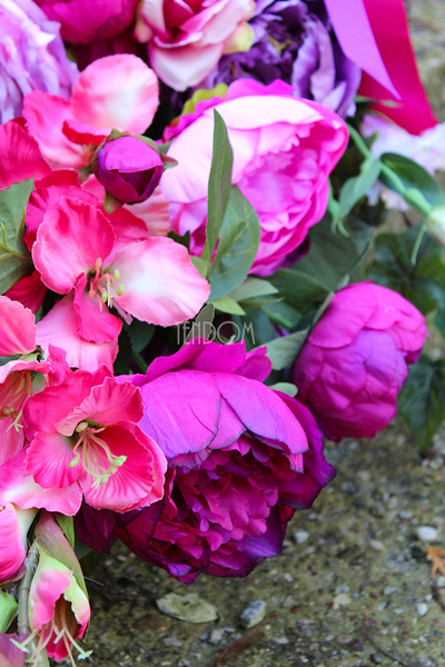 bukiet / dekoracja nagrobna Różowe Peonie, dł.78cm 