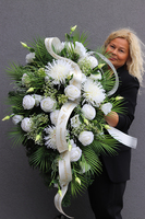 biała wiązanka nagrobna, Klarina, dł.90cm