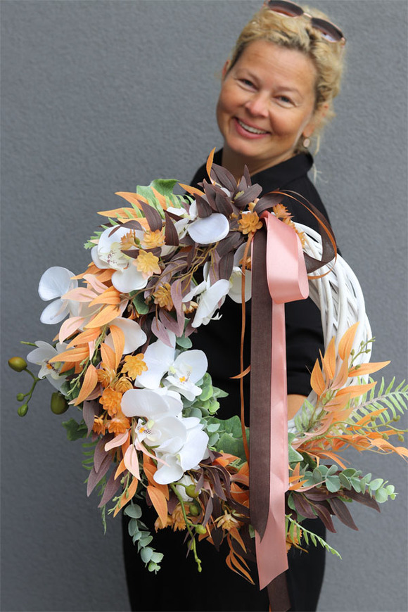 bajeczny wianek na drzwi ze storczykiem, Orchid Fall, śr.55cm 