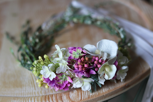 kwiatowy komunijny wianek na głowę, Nature, rozmiar uniwersalny