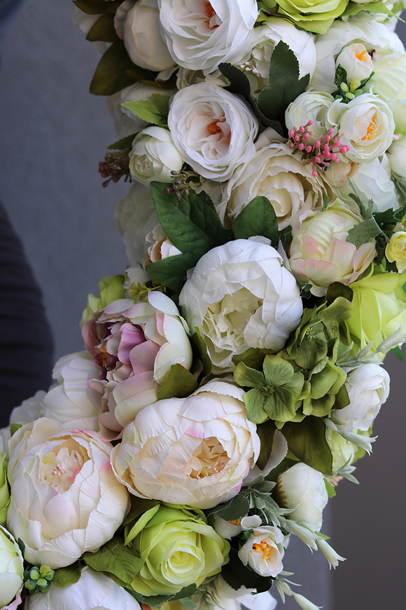 Caryca Katarzyna Green&White, bardzo duży wianek na drzwi, śr.70cm 