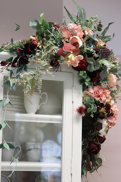 dekoracyjna narożna girlanda, Bordolina, wym.120x100cm