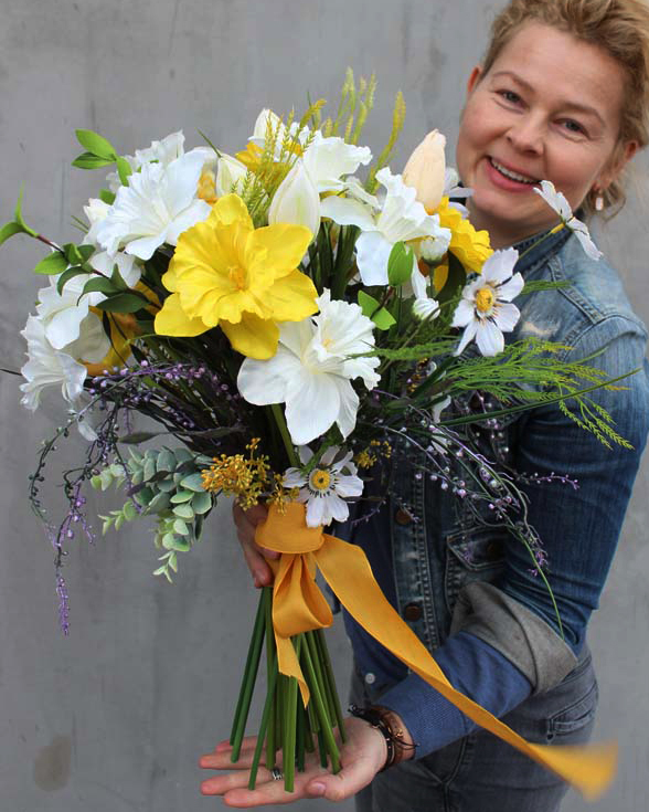 bukiet do wazonu Żonkile sztuczne kwiaty, dł.55cm