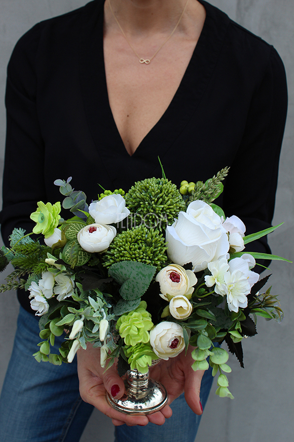 Puchar kompozycja wielkanocna w szklanym naczyniu wys.27cm