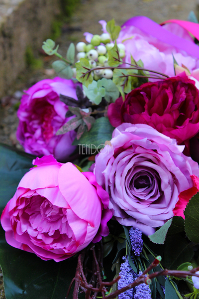 bukiet / dekoracja nagrobna Różowe Peonie, dł.78cm 