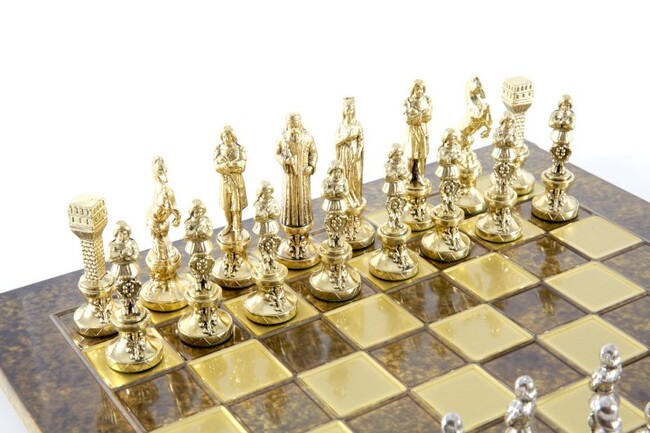 ekskluzywne szachy metalowe, Renesans, wym.36x36cm 