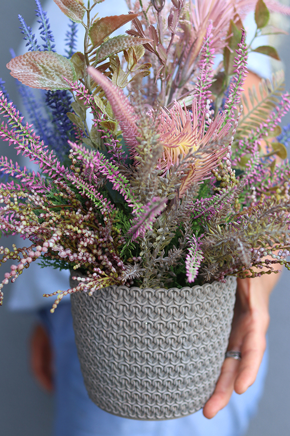 jesienna fioletowo - różowa kompozycja Moko Tenata, wym.45x34cm 