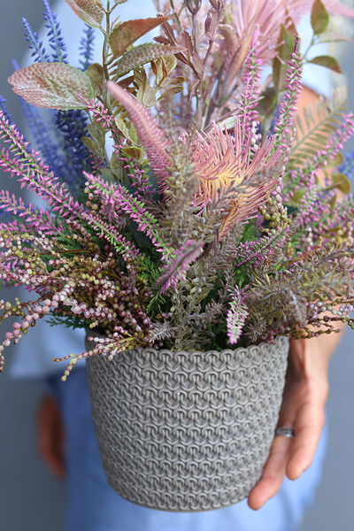 jesienna fioletowo - różowa kompozycja Moko Tenata, wym.45x34cm 