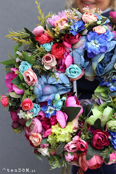 Caryca Katarzyna Novenna, kolorowy wianek na drzwi, śr.40cm 