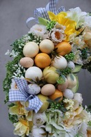 Yellow Easter wielkanocny wianek na drzwi, stroik na stół, śr.40cm.
