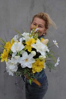 bukiet do wazonu Żonkile sztuczne kwiaty, dł.55cm