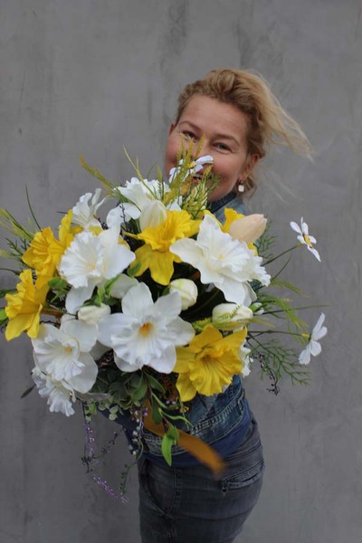 bukiet do wazonu Żonkile sztuczne kwiaty, dł.55cm