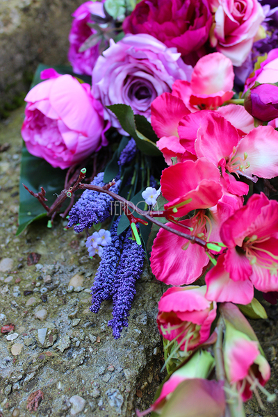 bukiet / dekoracja nagrobna Różowe Peonie, dł.78cm 