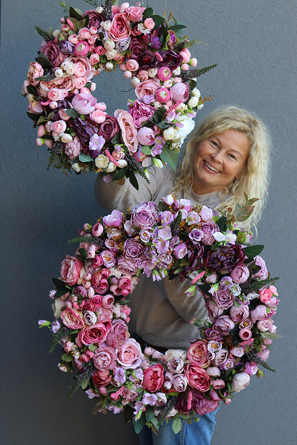 Bella Jesienna 3, duży kwiatowy wianek na drzwi, śr.53cm 