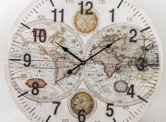 duży zegar ścienny, Voyager White, wym.58x58cm