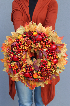 Od Ręki. Jesienny wianek na drzwi, Jesień Jest Piękna, śr.38cm   