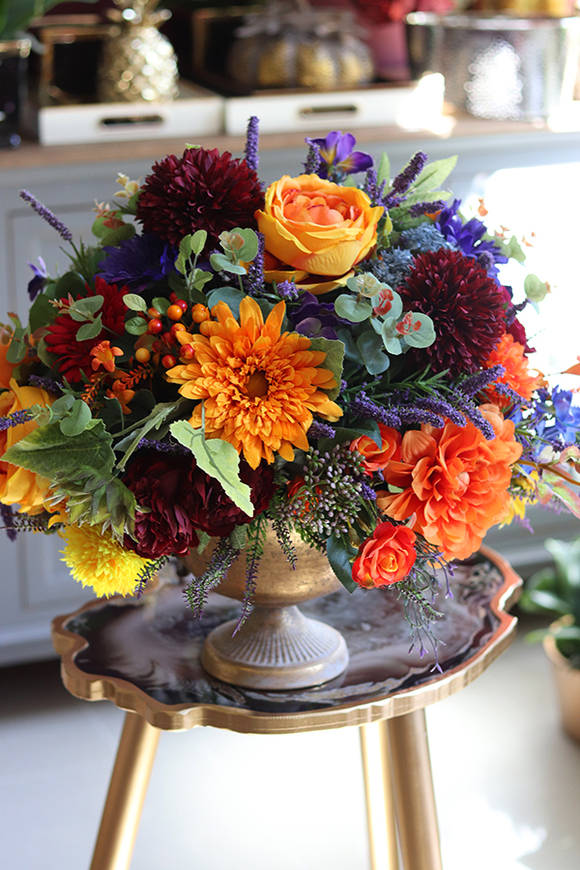 Jesienna Ballada, kompozycja kwiatowa w pucharze, wys.45cm 