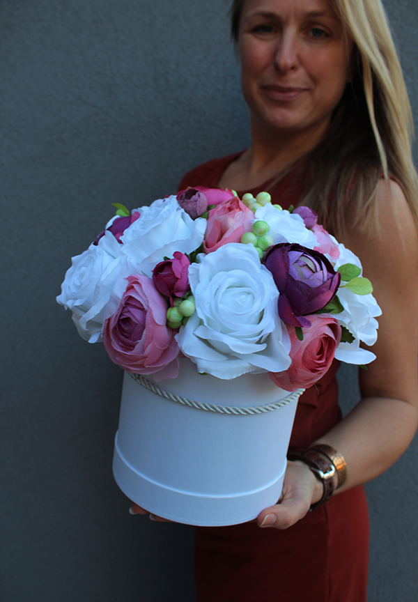 Markiza kompozycja kwiatowa / bukiet / Flowerbox, wys.25cm