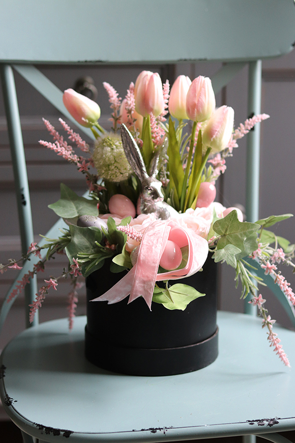 Parella, wiosenny flowerbox z tulipanami, wys.35cm