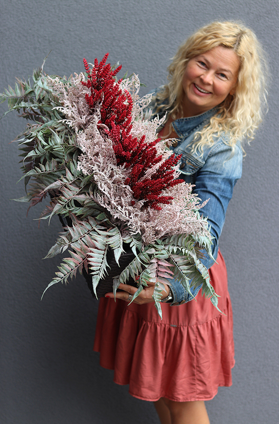 Lechuza Getia, kompozycja kwiatowa w wysokiej jakości donicy - skrzynce, wym.65x40x40cm