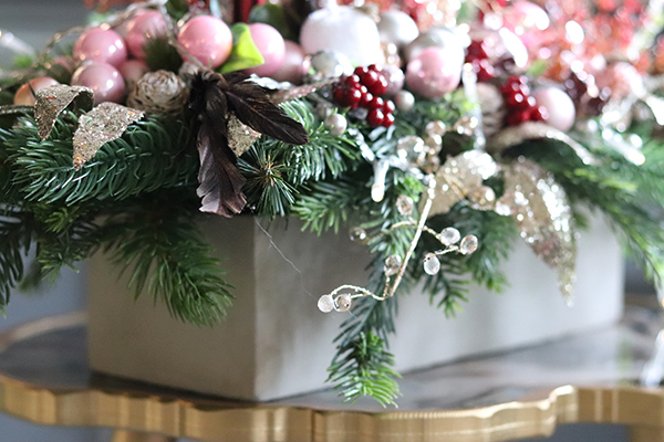 Bordona, stroik adwentowy ze świecami, wys.37cm  