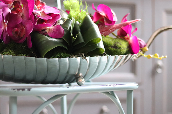 Dekoria Fuksja Modern, kompozycja ze storczykiem, dł.45cm