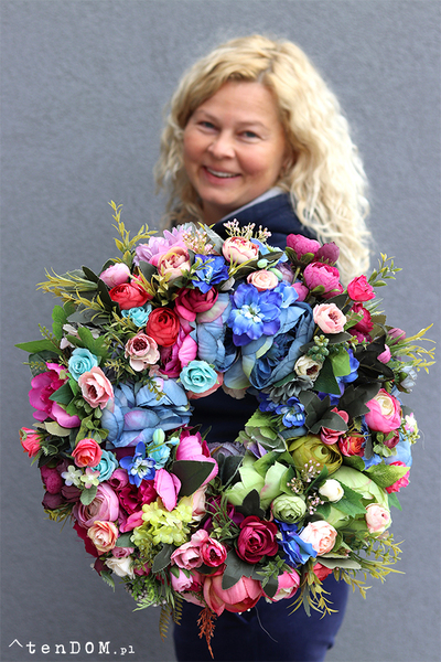 Caryca Katarzyna Novenna, kolorowy wianek na drzwi, śr.40cm 