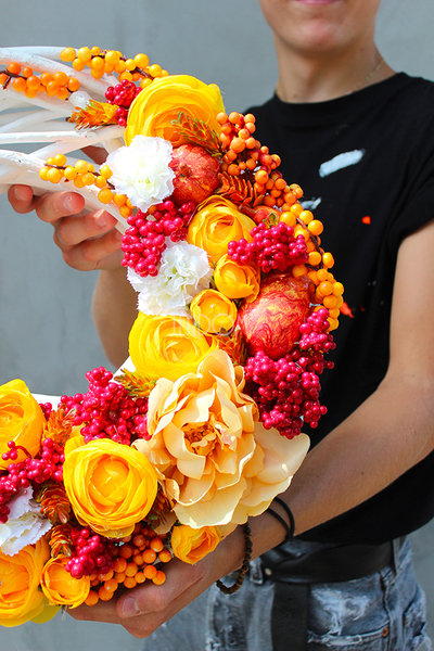 piękny wianek na drzwi Słoneczna Jesień, śr.38cm 