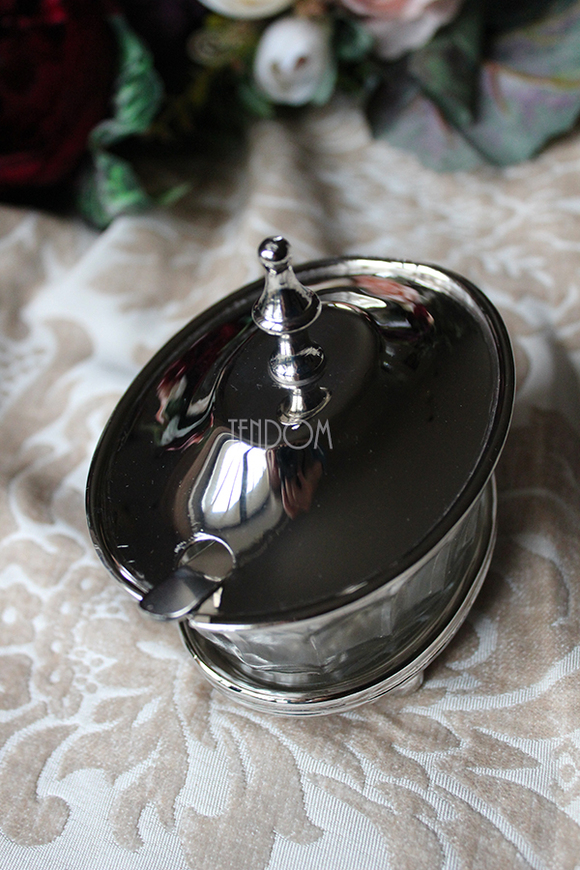 cukiernica Glamour z łyżeczką, wym.10.5x10x8cm