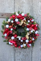 Prezent, bożonarodzeniowy wianek na drzwi, śr.27cm