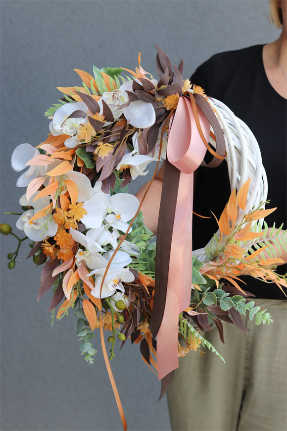 bajeczny wianek na drzwi ze storczykiem, Orchid Fall, śr.55cm 