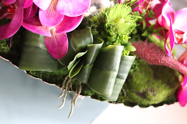 Dekoria Fuksja Modern, kompozycja ze storczykiem, dł.45cm