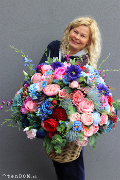 bogaty barwny kosz, Kleopatra 2, wym.70x70cm 