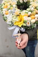 Yellow Easter wielkanocny wianek na drzwi, stroik na stół, śr.40cm.