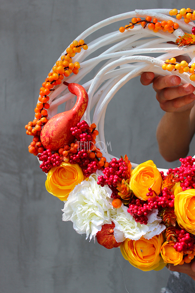 piękny wianek na drzwi Słoneczna Jesień, śr.38cm 