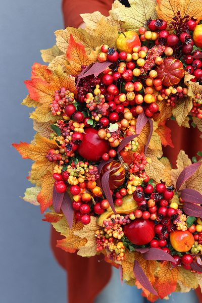 Od Ręki. Jesienny wianek na drzwi, Jesień Jest Piękna, śr.38cm   