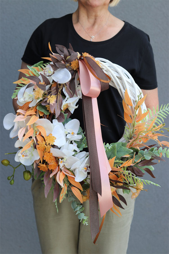 bajeczny wianek na drzwi ze storczykiem, Orchid Fall, śr.55cm 