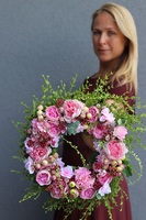 dekoracyjny wianek na drzwi, Pink Time, śr.35cm