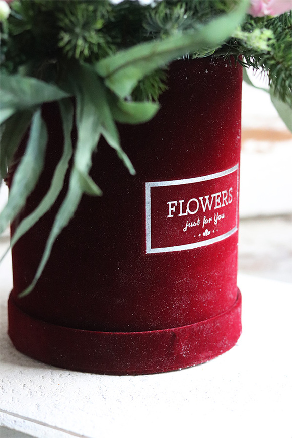 box świąteczny / stroik w welurowym pudełku, Bordena, wys.44cm 