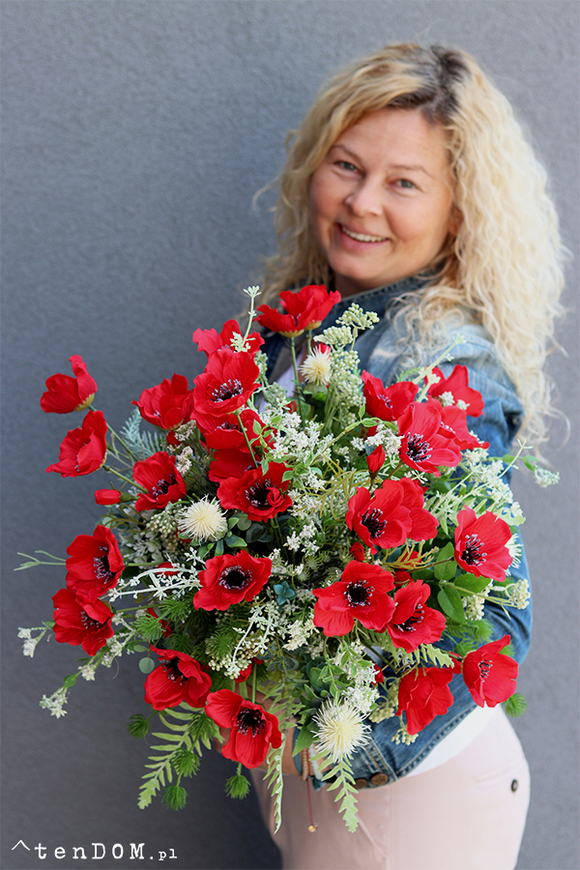 flowerbox welurowy, Polne Maki, wym. 50x48cm