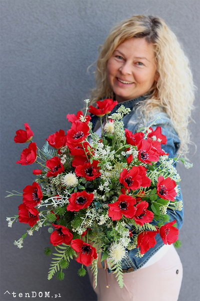 flowerbox welurowy, Polne Maki, wym. 50x48cm