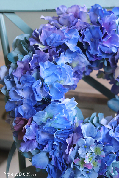 bogaty wianek z hortensji, Fellanita, śr.40cm