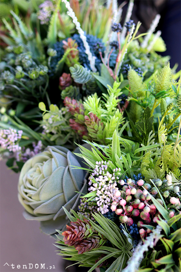 kompozycja sukulenty w długiej donicy, Modenato, dł.90cm 