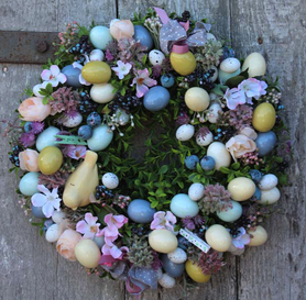 uroczy wielkanocny wianek na drzwi stroik na stół, Sweet Easter, śr.33cm