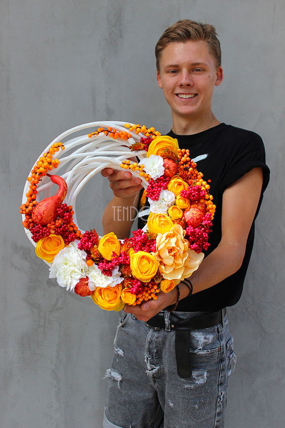 piękny wianek na drzwi Słoneczna Jesień, śr.38cm 