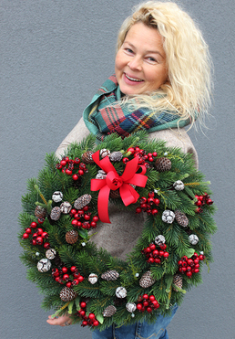 Natural Red, tradycyjny świąteczny wianek, śr.46cm